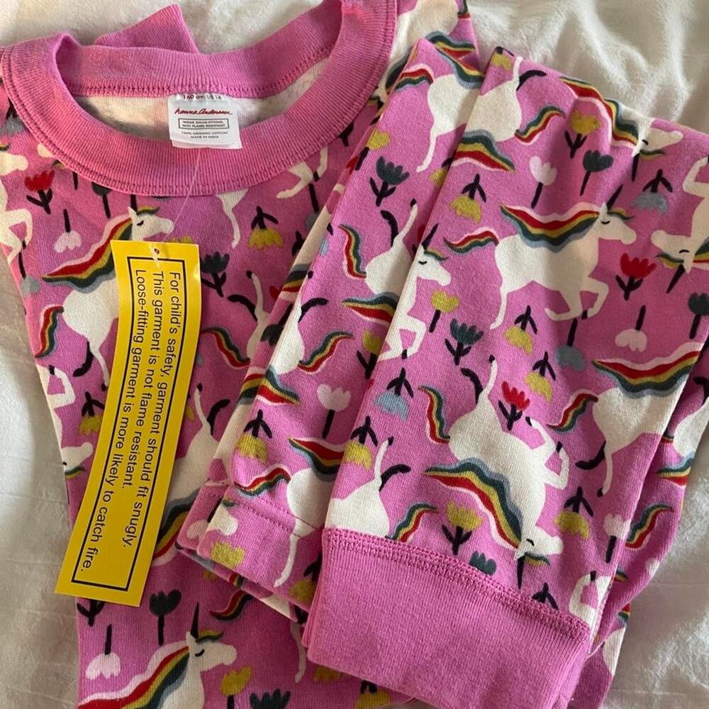 NWT Hanna Andersson Pink Unicorn Pajama Set Size 14